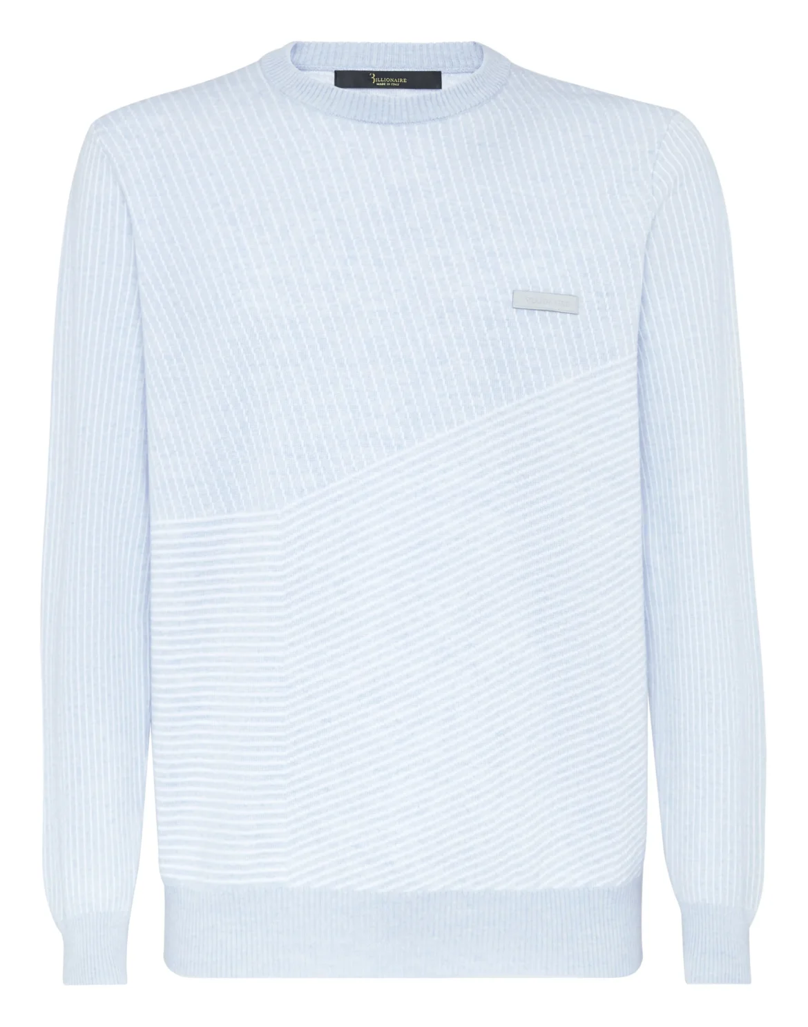 Wool and Cotton Pullover Round Neck LS Iconic, цвет: Голубой