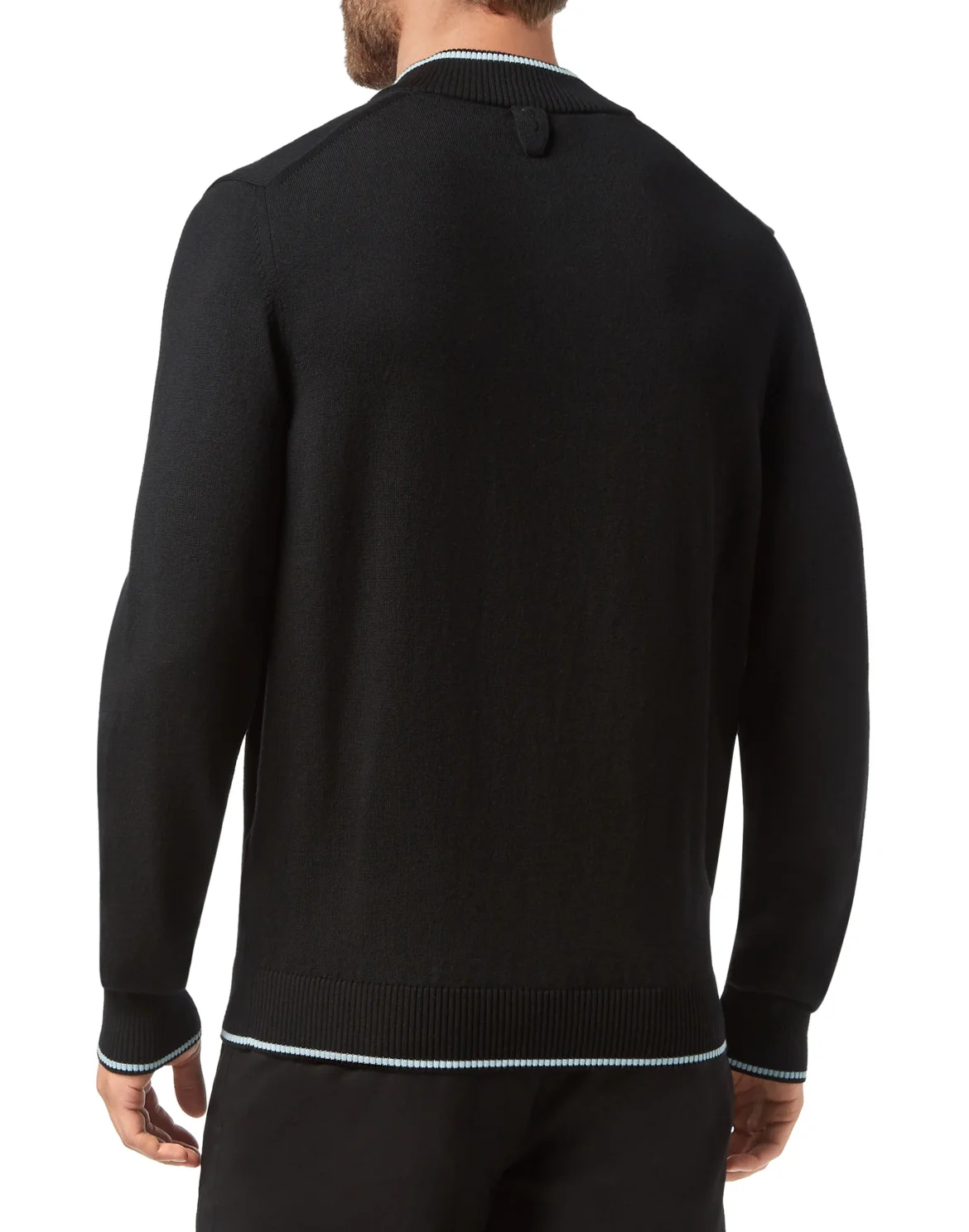 Wool and cotton Pullover zip mock Crest, цвет: Черный