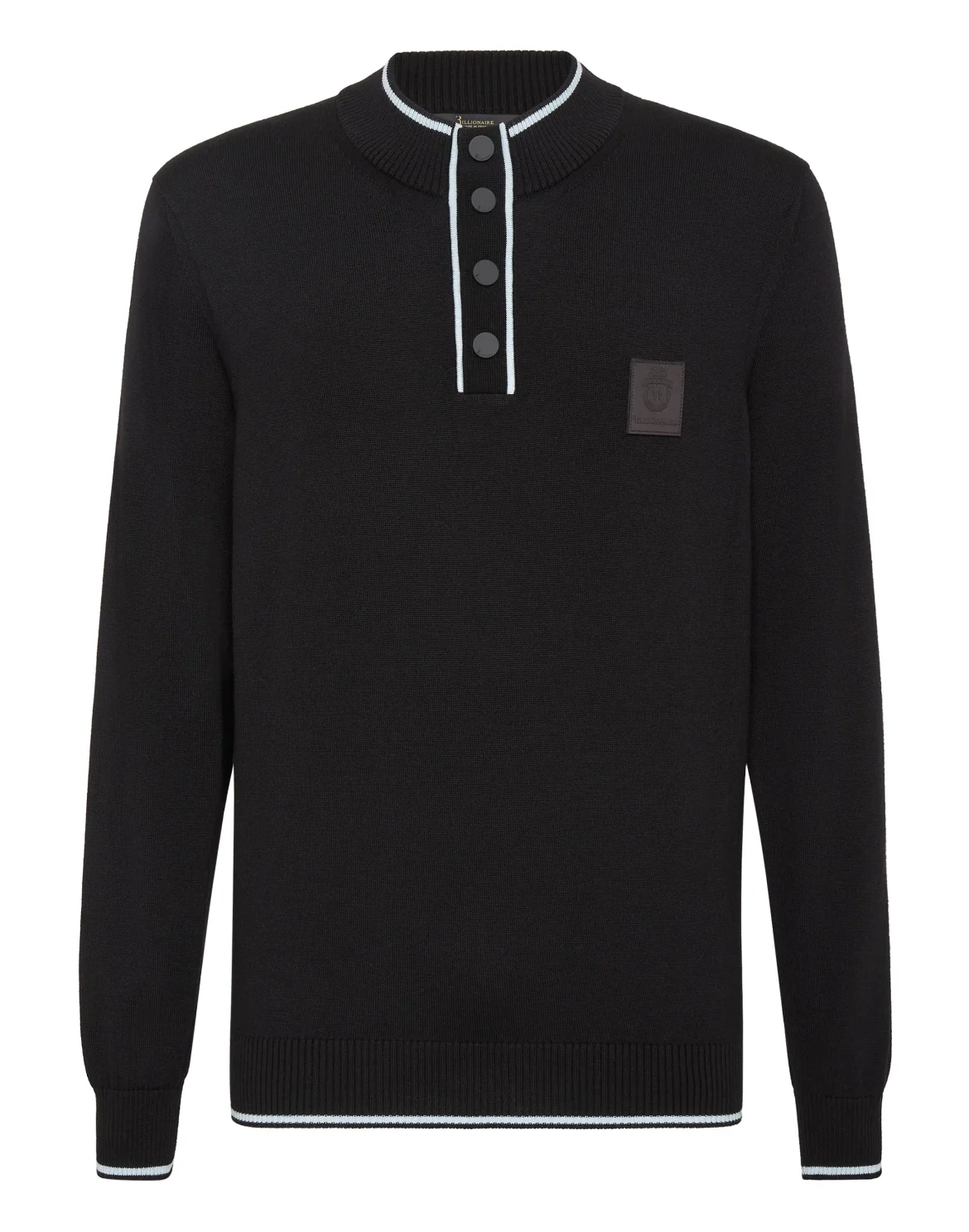 Wool and cotton Pullover zip mock Crest, цвет: Черный