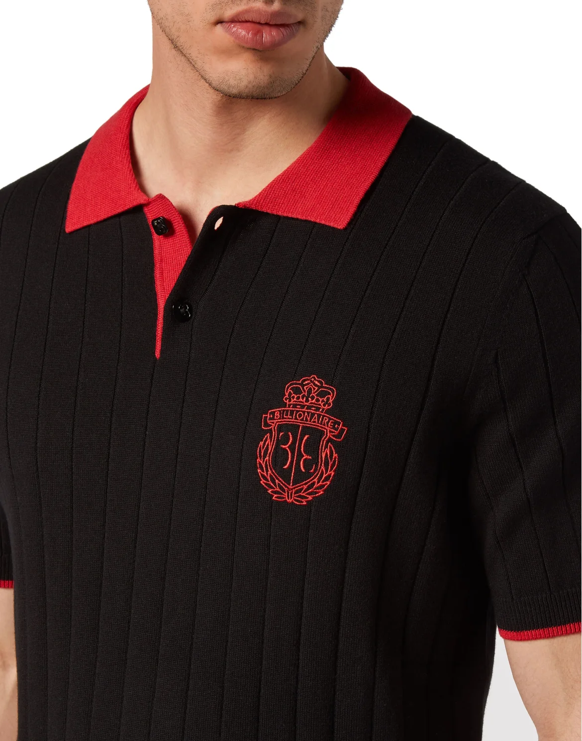 Cotton/Wool Polo Shirt SS, цвет: Черный