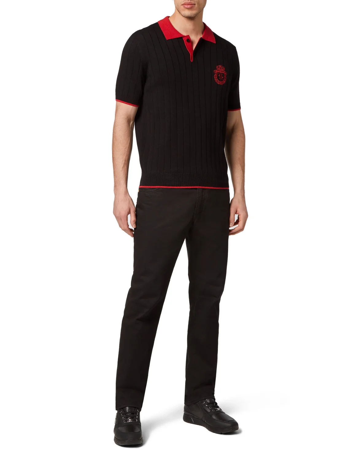 Cotton/Wool Polo Shirt SS, цвет: Черный