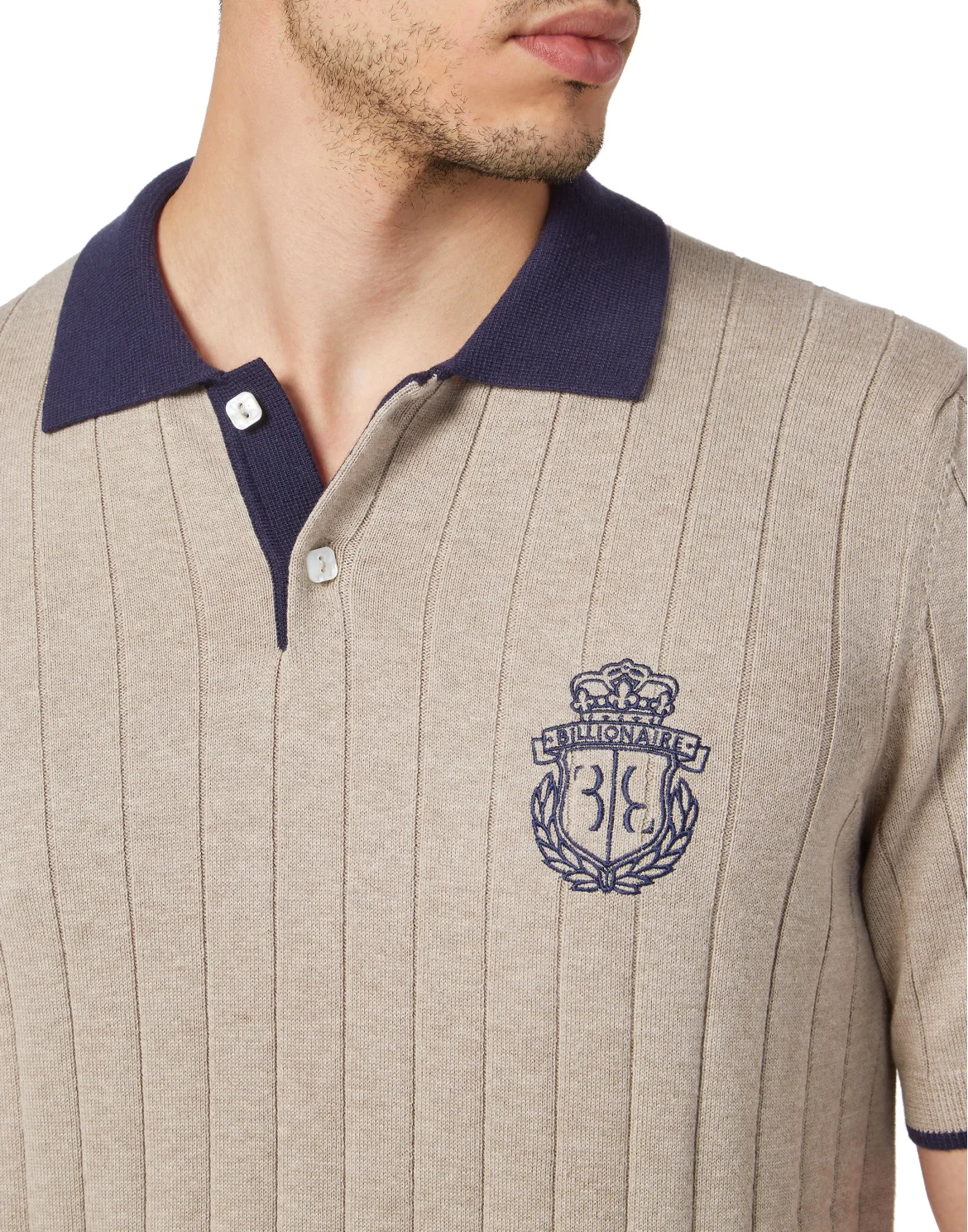 Cotton/Wool Polo Shirt SS, цвет: Бежевый