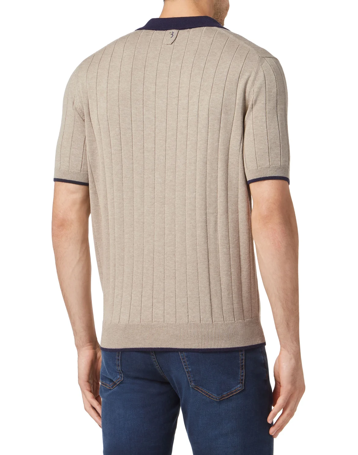 Cotton/Wool Polo Shirt SS, цвет: Бежевый