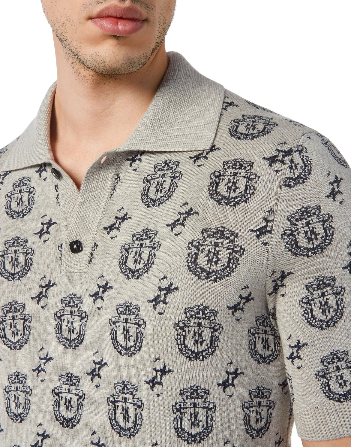 Wool/Silk Polo Shirt SS, цвет: Бежевый