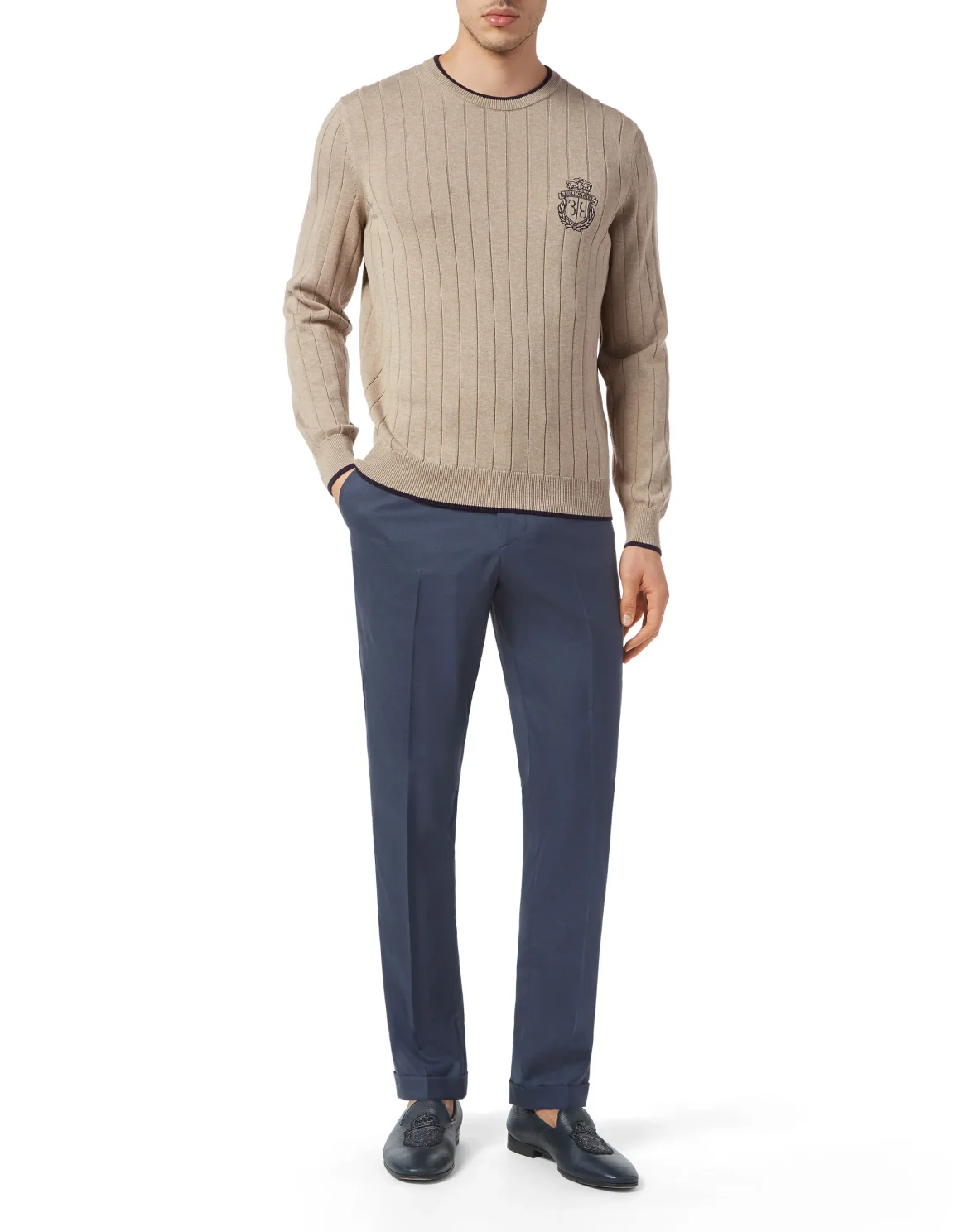 Wool/Cotton Pullover  LS, цвет: Бежевый