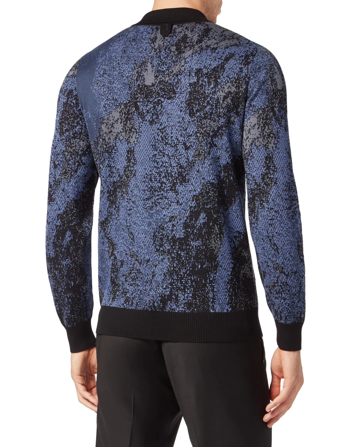 Jacquard Cotton Wool Zipped Polo Shirt, цвет: Черный