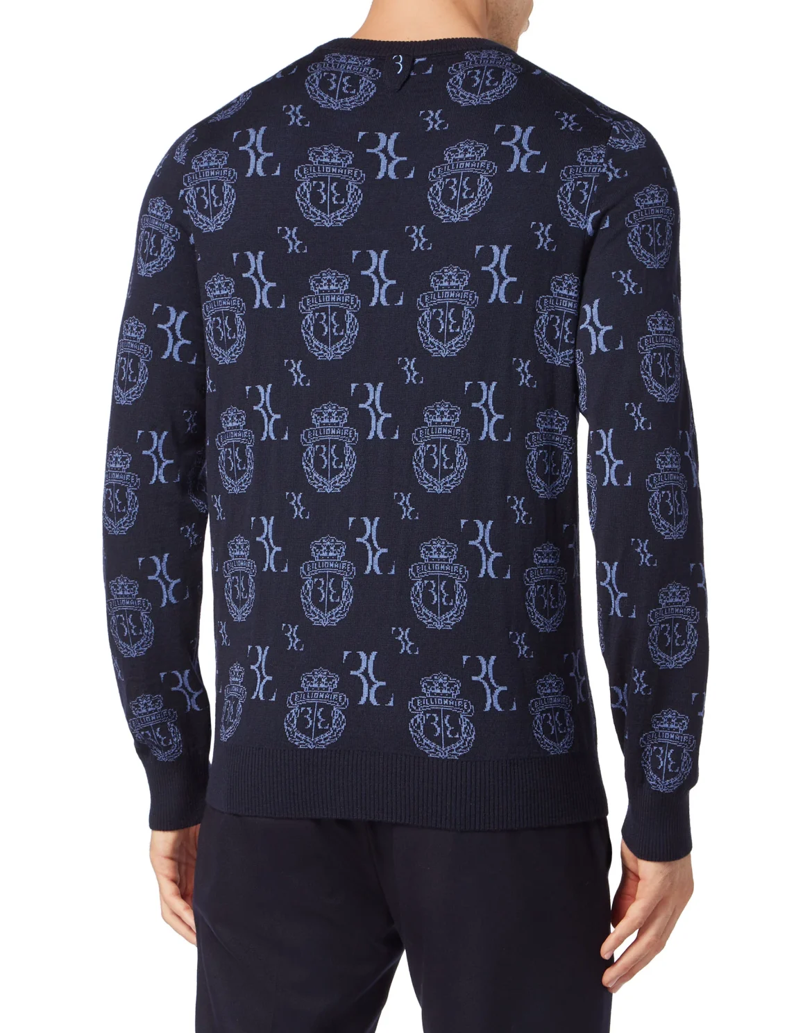 Wool Silk Jacquard Roundneck, цвет: Синий