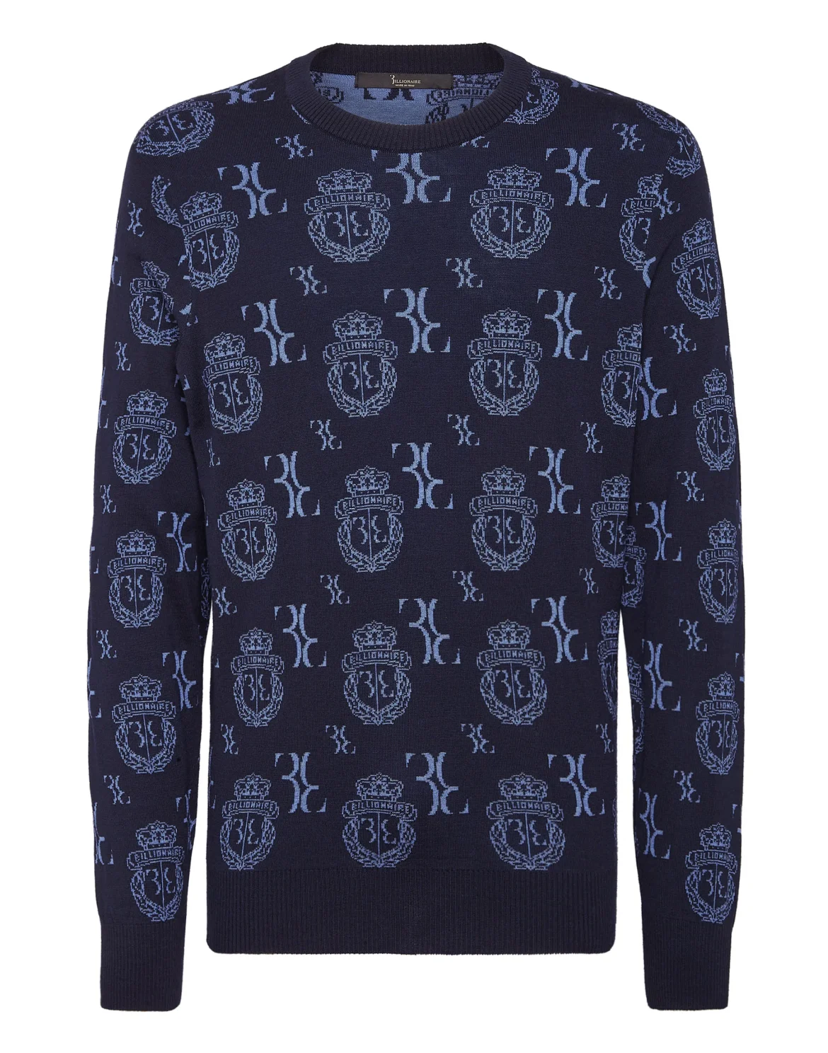 Wool Silk Jacquard Roundneck, цвет: Синий