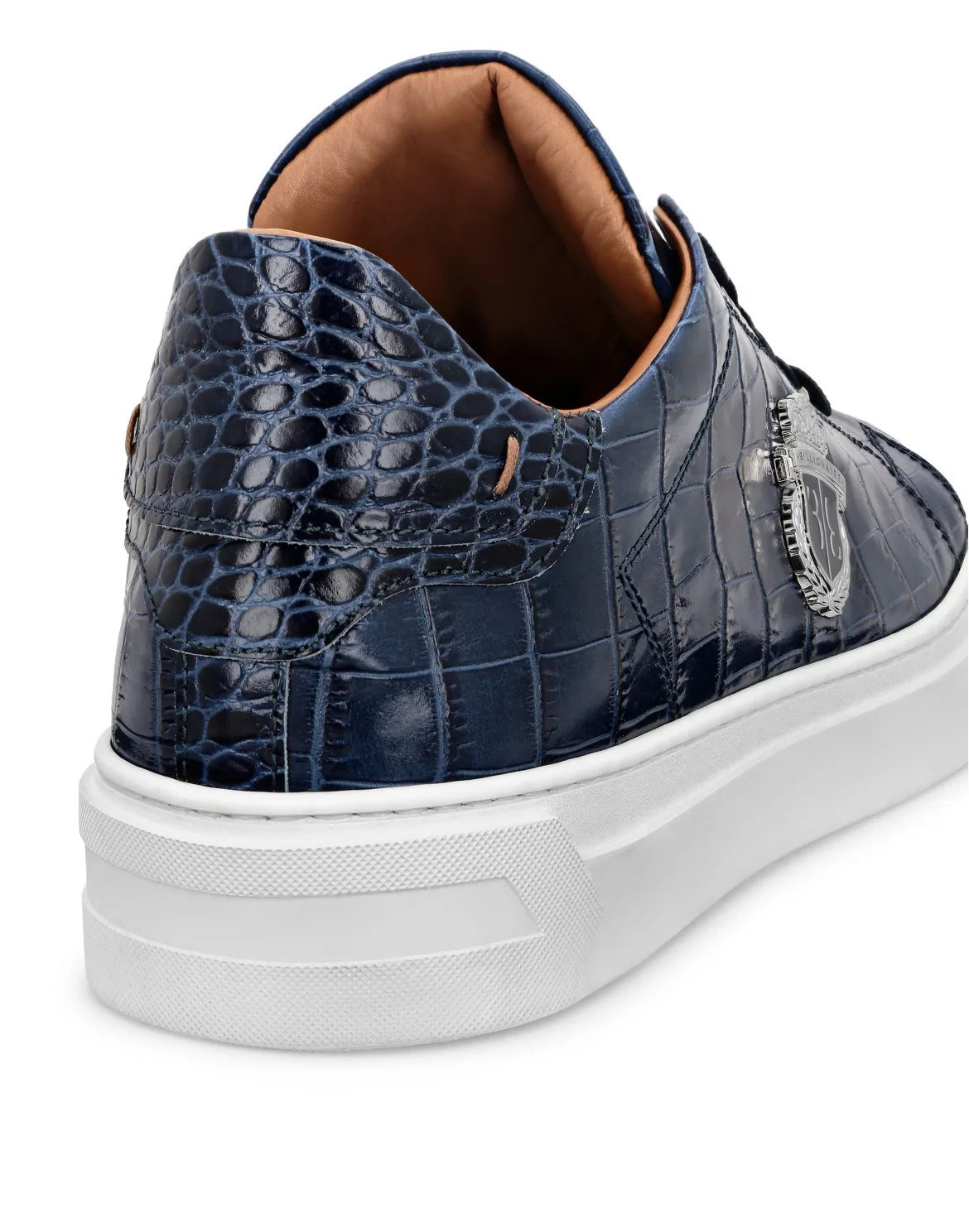 Croco Printed Leather Lo-Top Sneakers, цвет: Синий