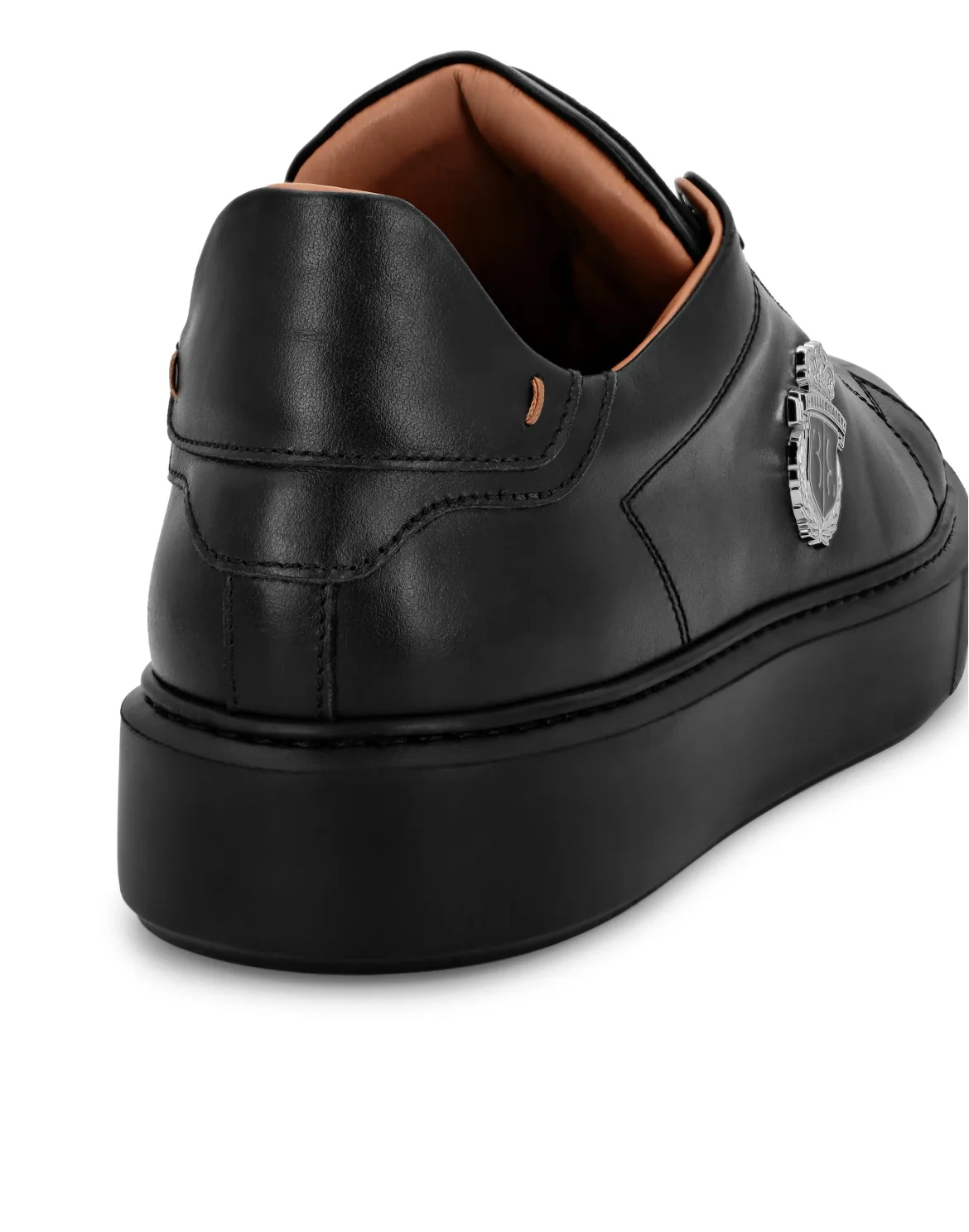 Leather Lo-Top Sneakers, цвет: Черный
