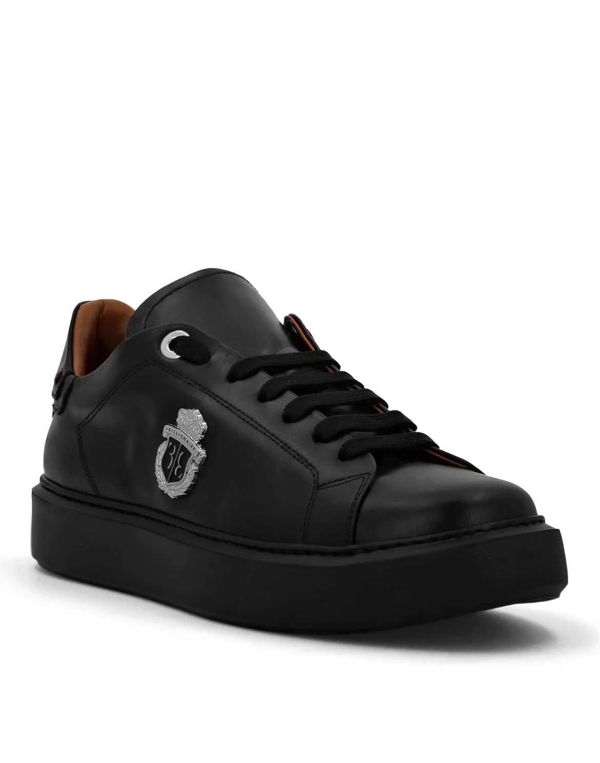 Leather Lo-Top Sneakers, цвет: Черный