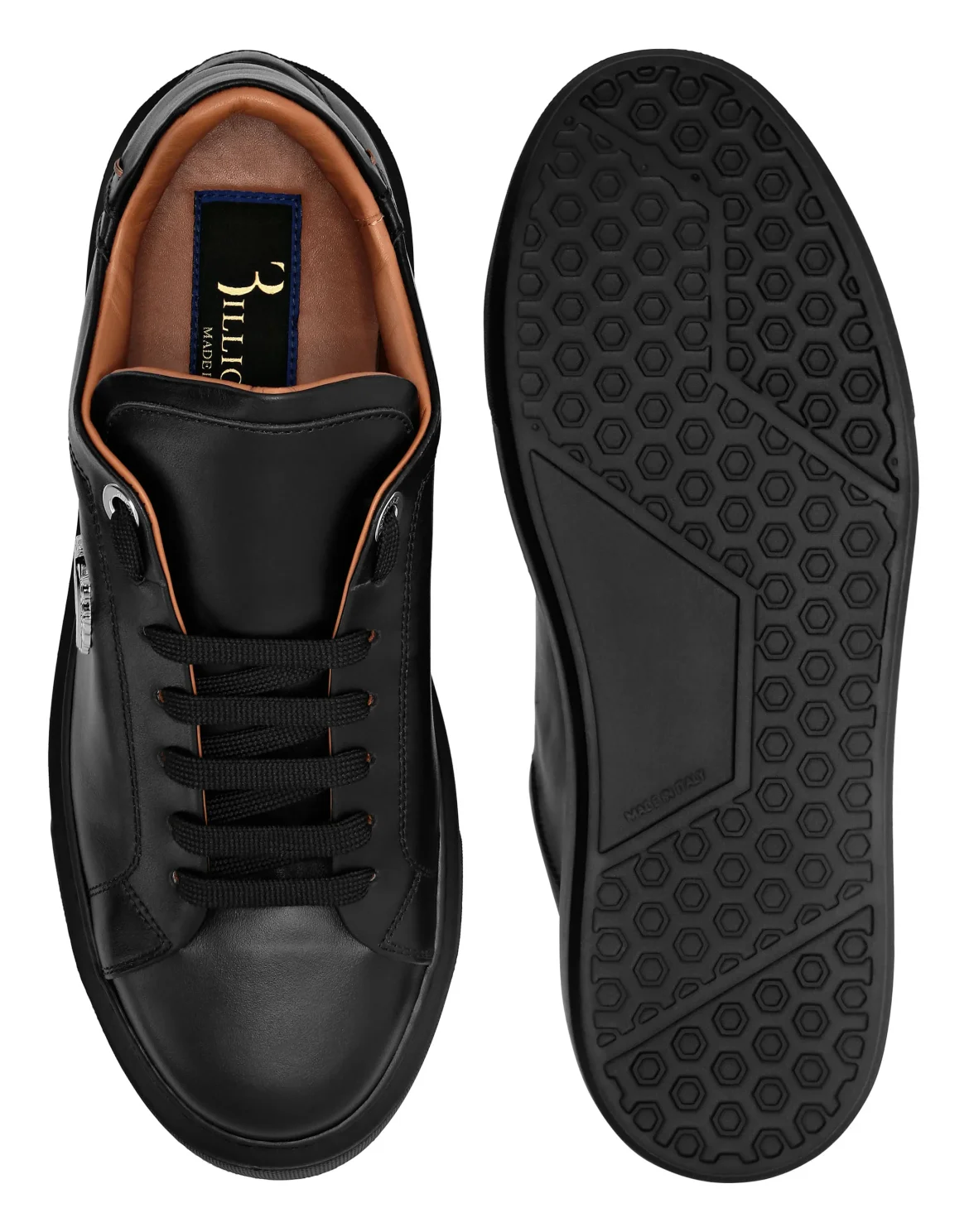 Leather Lo-Top Sneakers, цвет: Черный