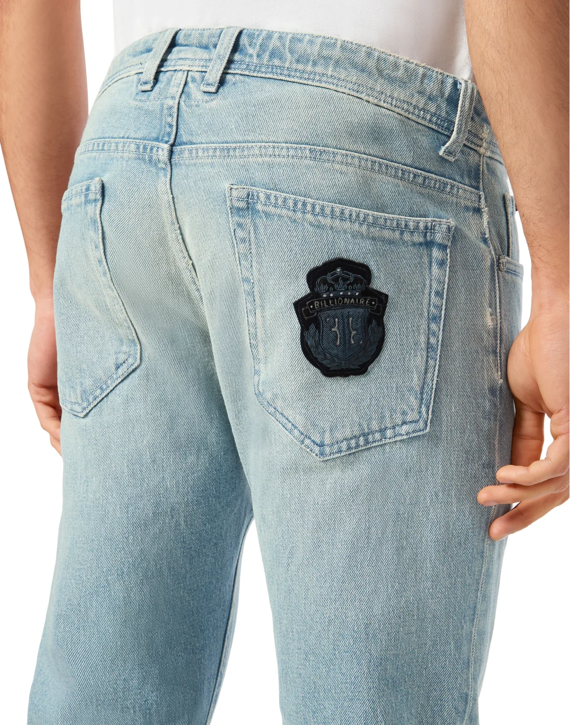 Denim Super Straight Cut Trousers, цвет: Голубой
