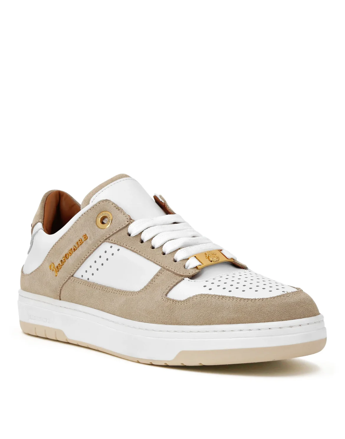 Nappa/Suede Lo-Top Sneakers, цвет: Белый
