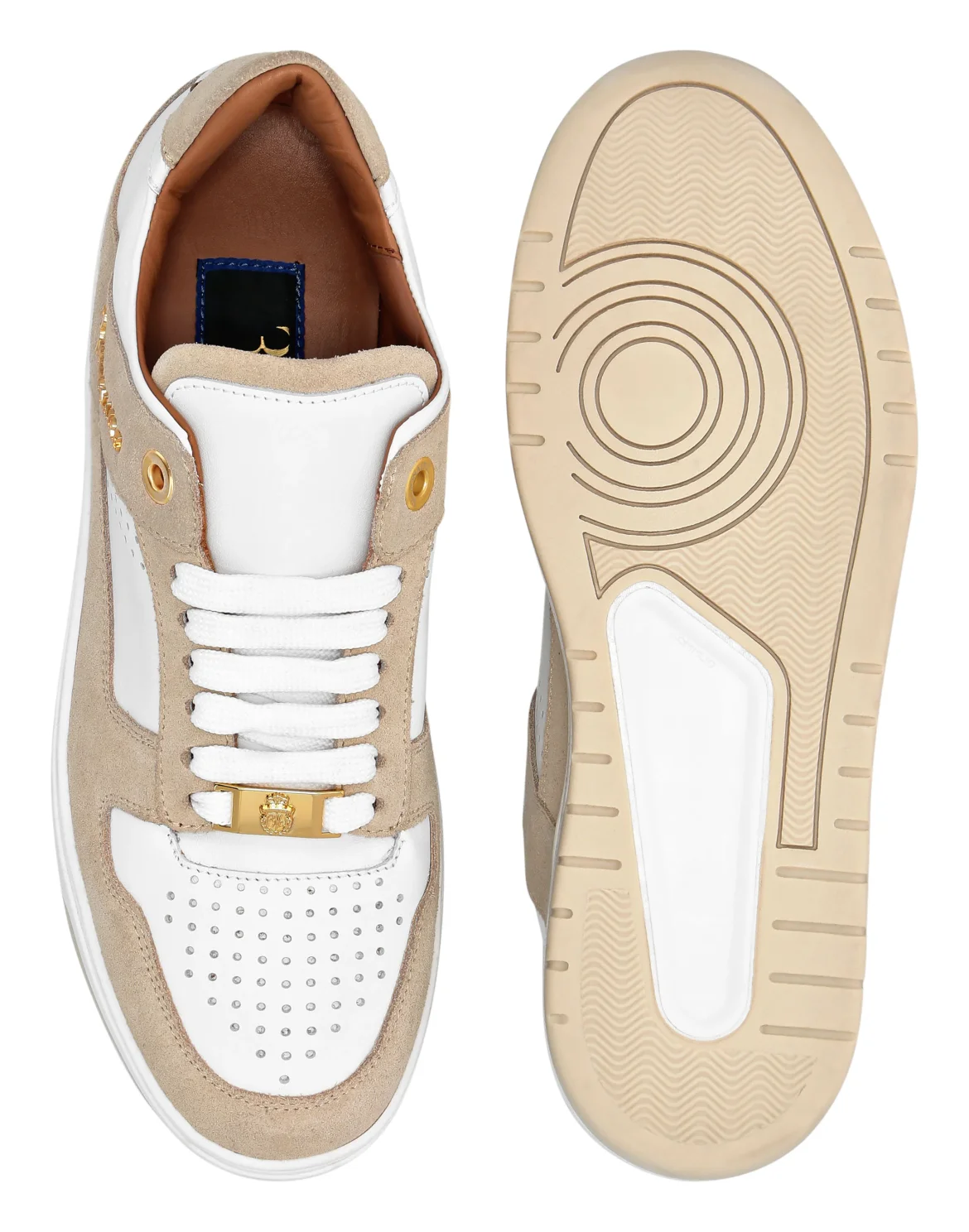 Nappa/Suede Lo-Top Sneakers, цвет: Белый