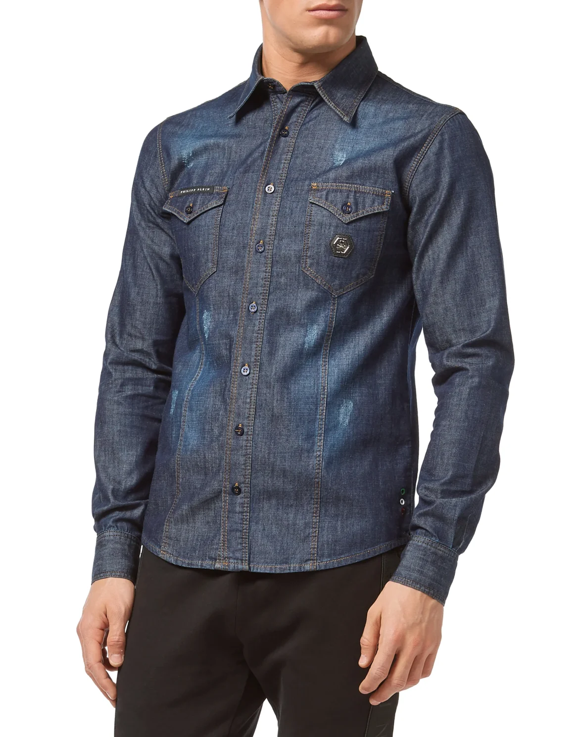 Denim Shirt Ls "Skull stars", цвет: Синий