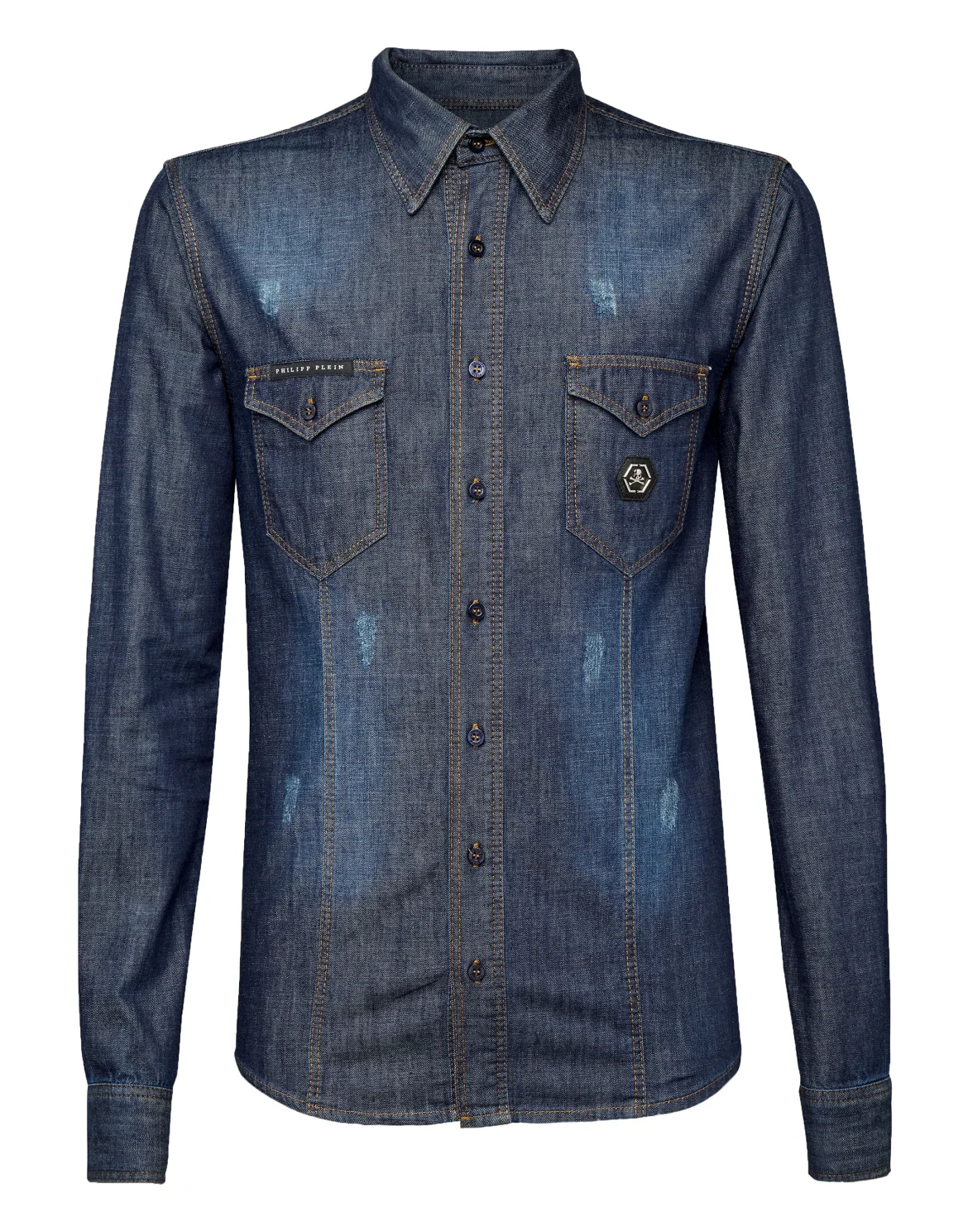 Denim Shirt Ls "Skull stars", цвет: Синий