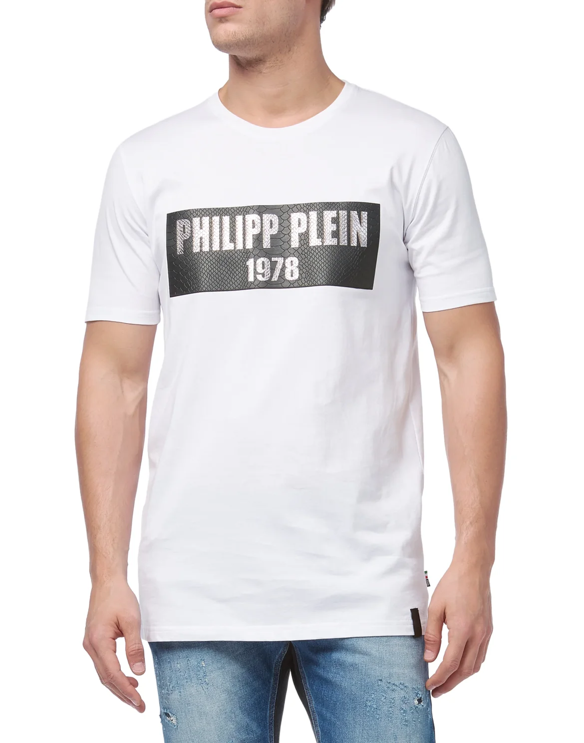 T-shirt Black Cut Round Neck "Midnight", цвет: Белый