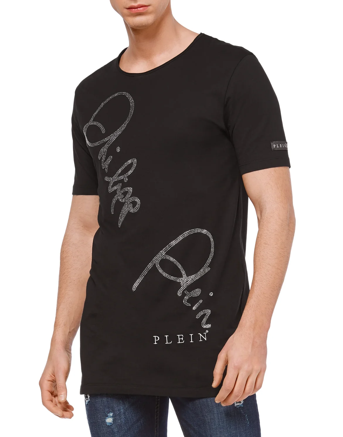 T-shirt Black Cut Round Neck "Live", цвет: Черный