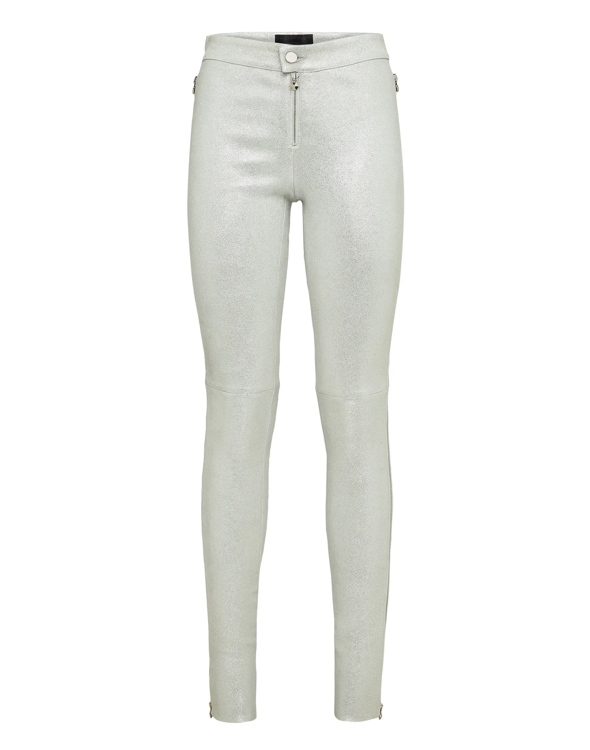 Leather Slim Trousers "Down", цвет: Серебристый