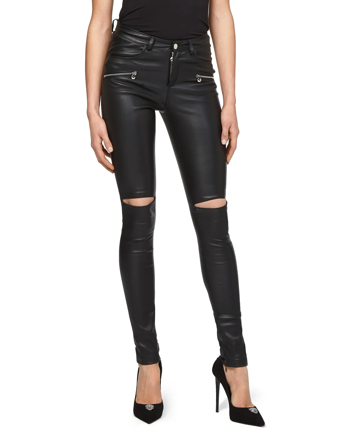 Leather Trousers Long "Crazy Style", цвет: Черный