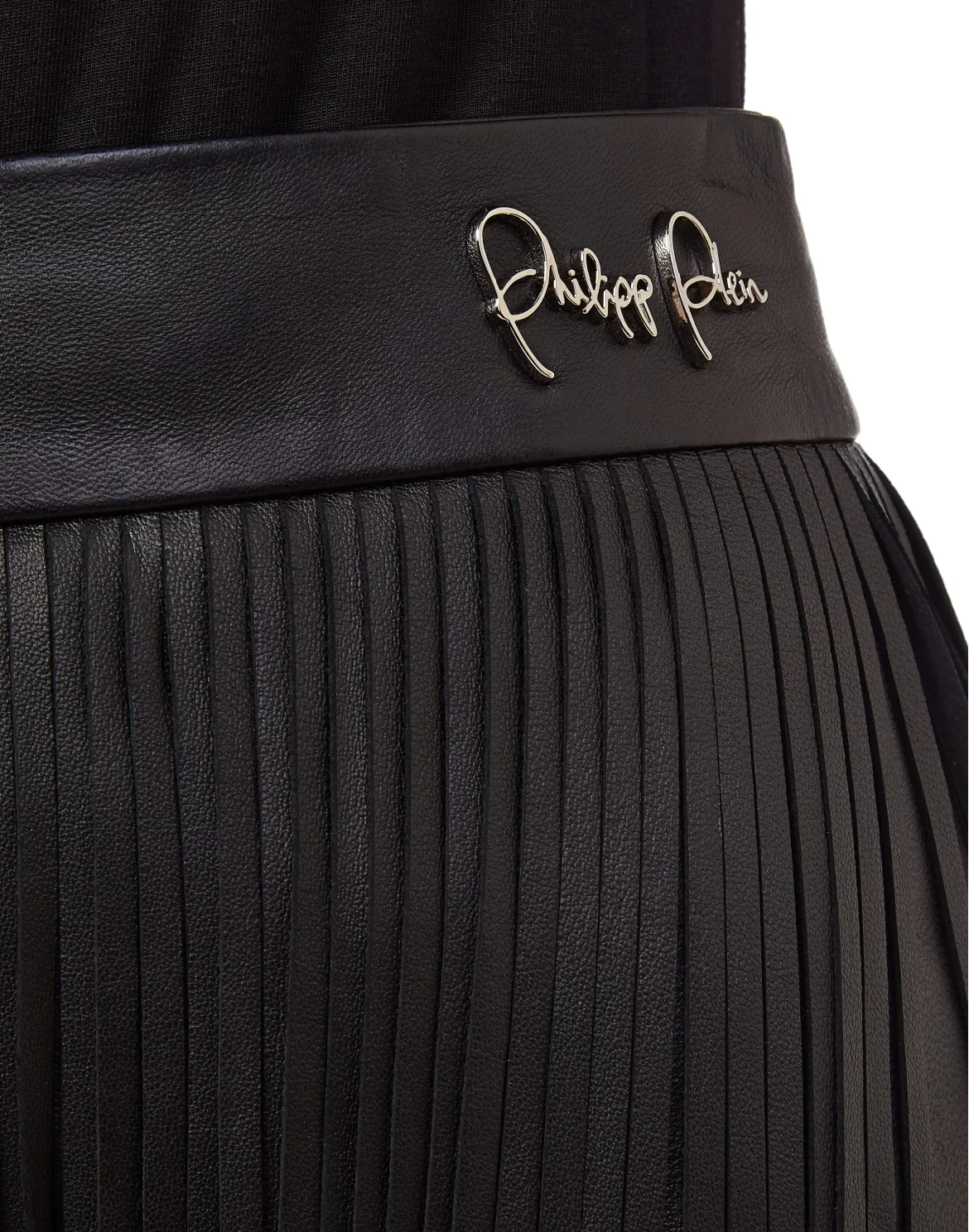 Leather Skirt Short "Leather fringes", цвет: Черный