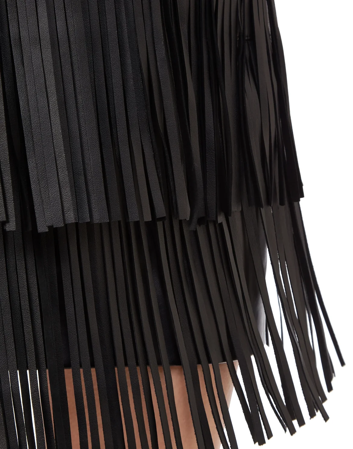 Leather Skirt Short "Leather fringes", цвет: Черный