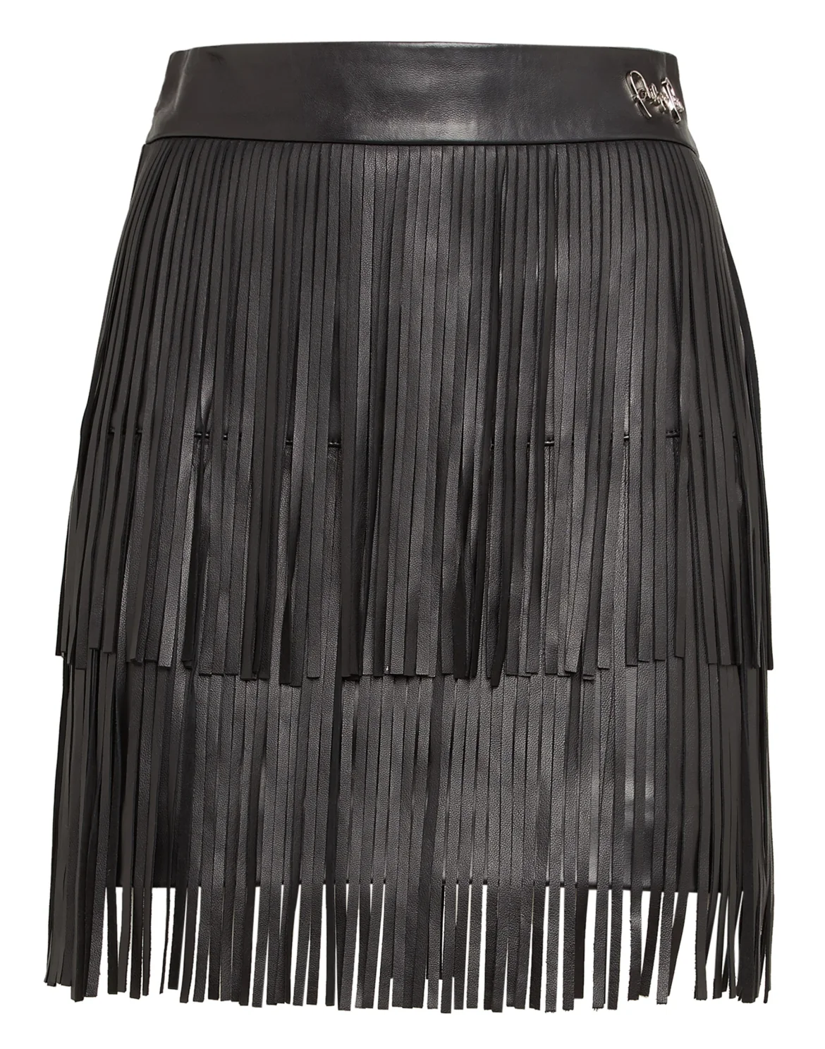 Leather Skirt Short "Leather fringes", цвет: Черный