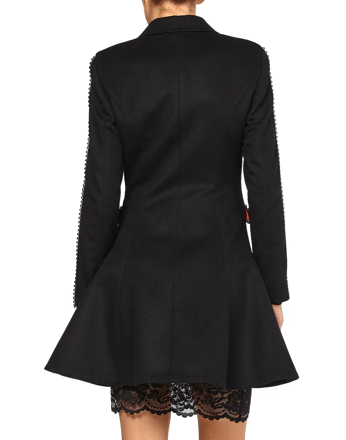 Coat Long "Line Studs V", цвет: Черный