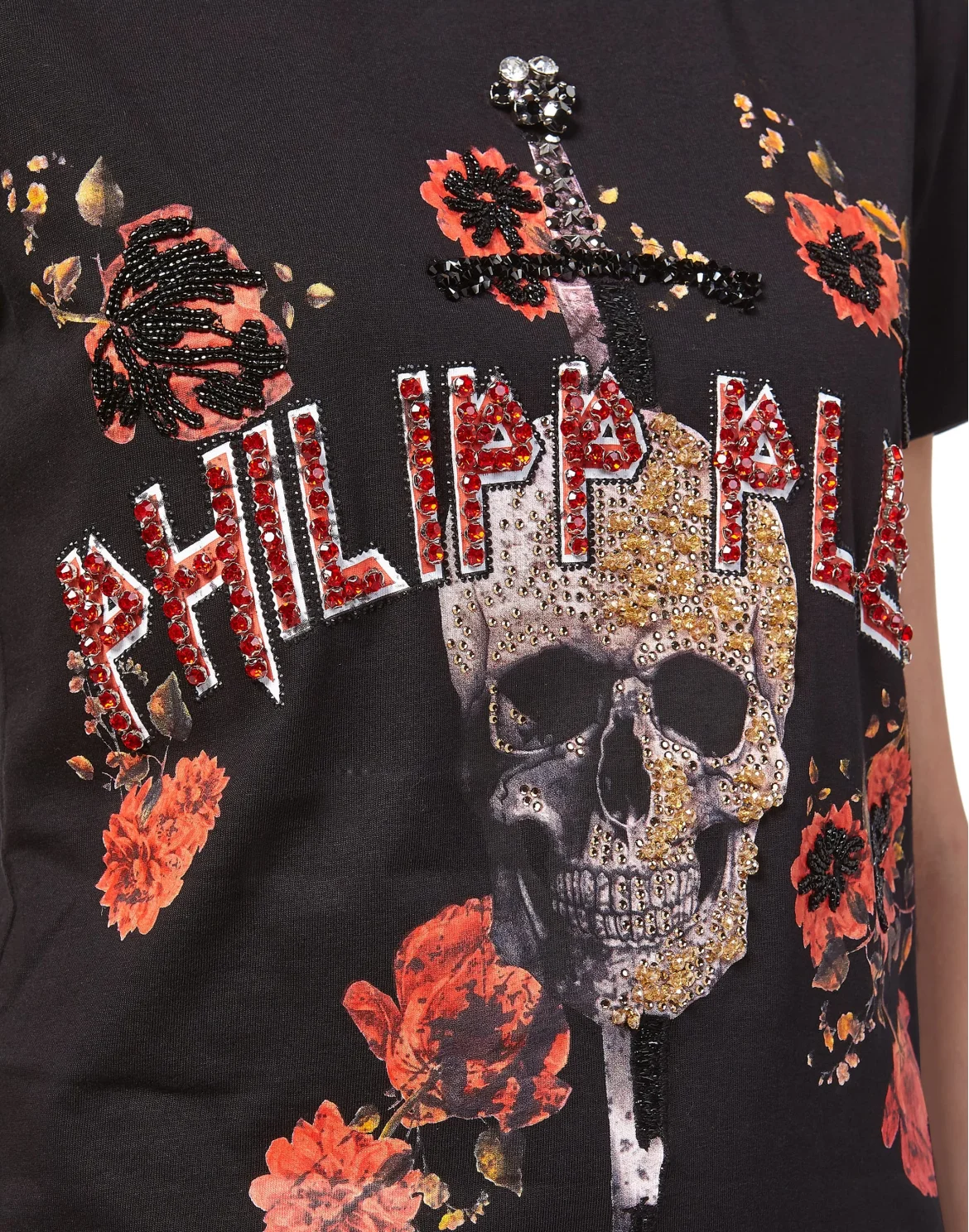 T-Shirt Short Dresses "Flower and skull", цвет: Черный