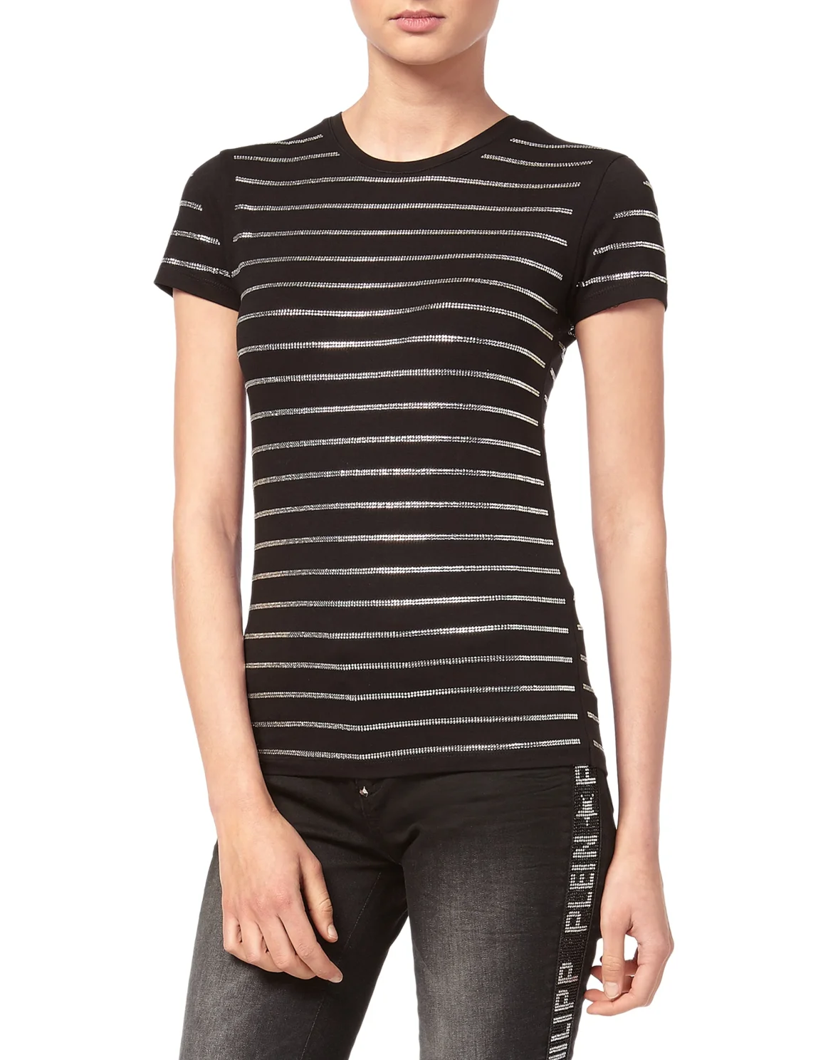 T-shirt Round Neck SS "Strass", цвет: Черный