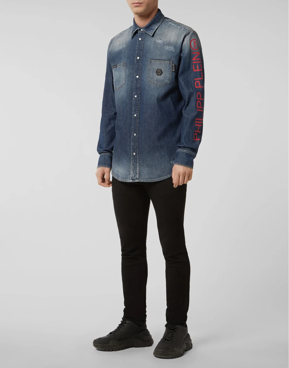 Denim Shirt Ls Philipp Plein TM, цвет: Синий