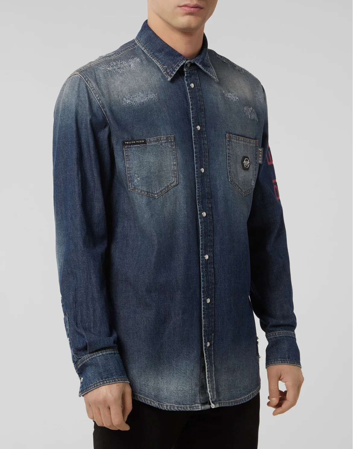 Denim Shirt Ls Philipp Plein TM, цвет: Синий
