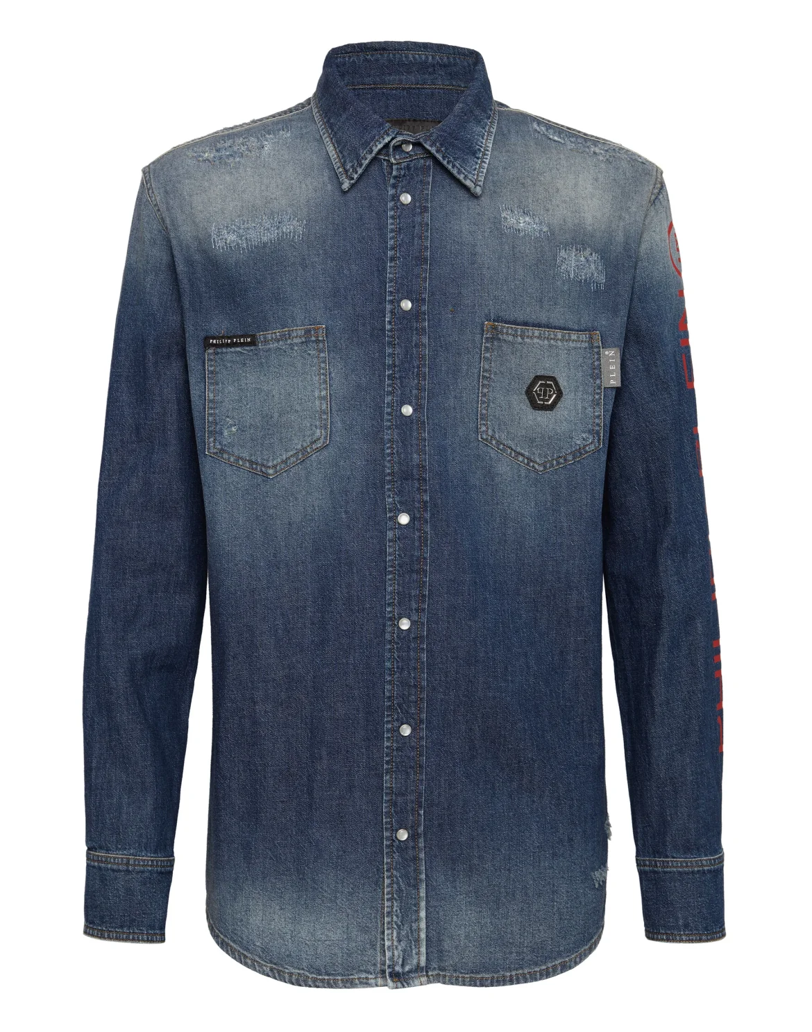 Denim Shirt Ls Philipp Plein TM, цвет: Синий