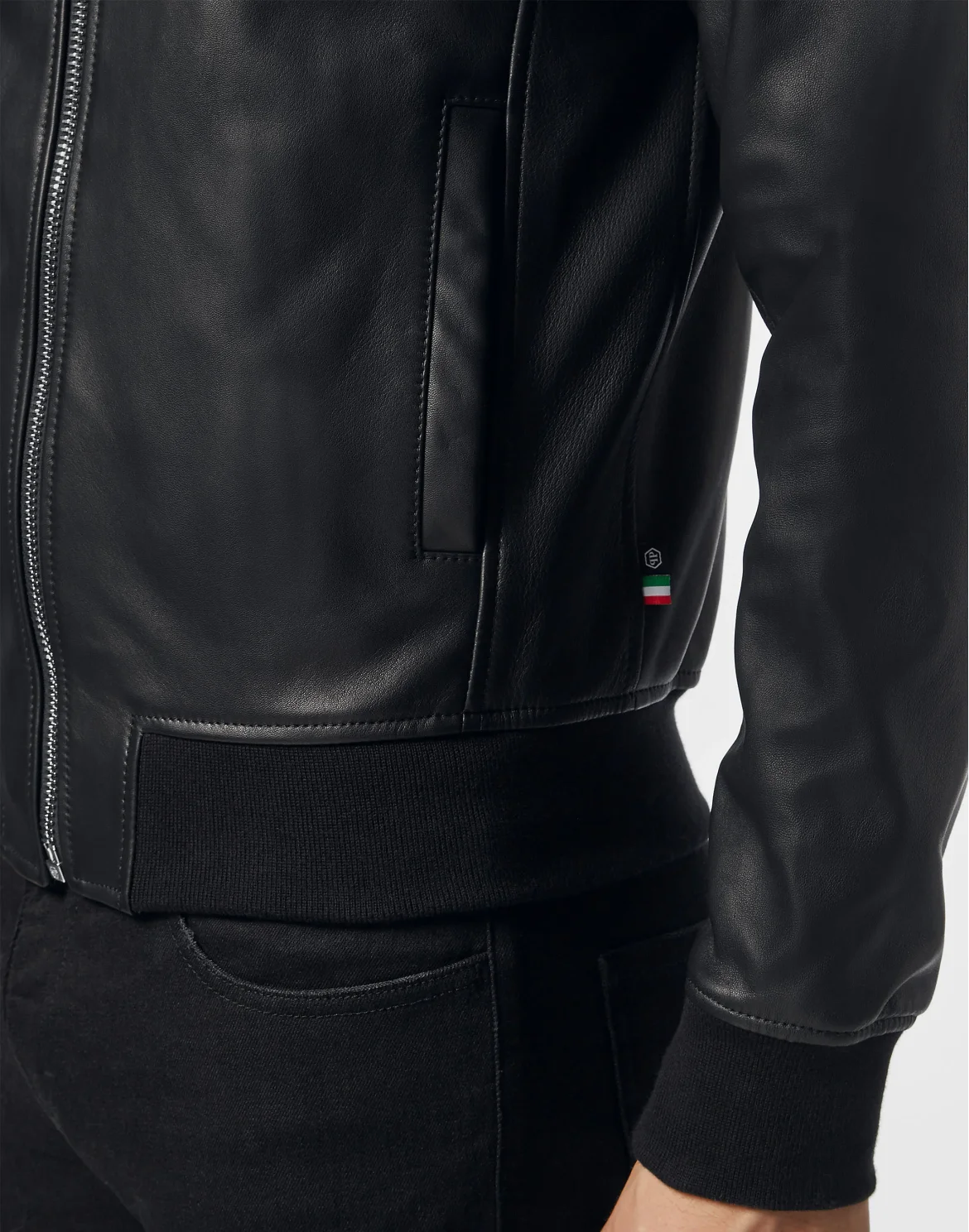 Leather Bomber Statement, цвет: Черный