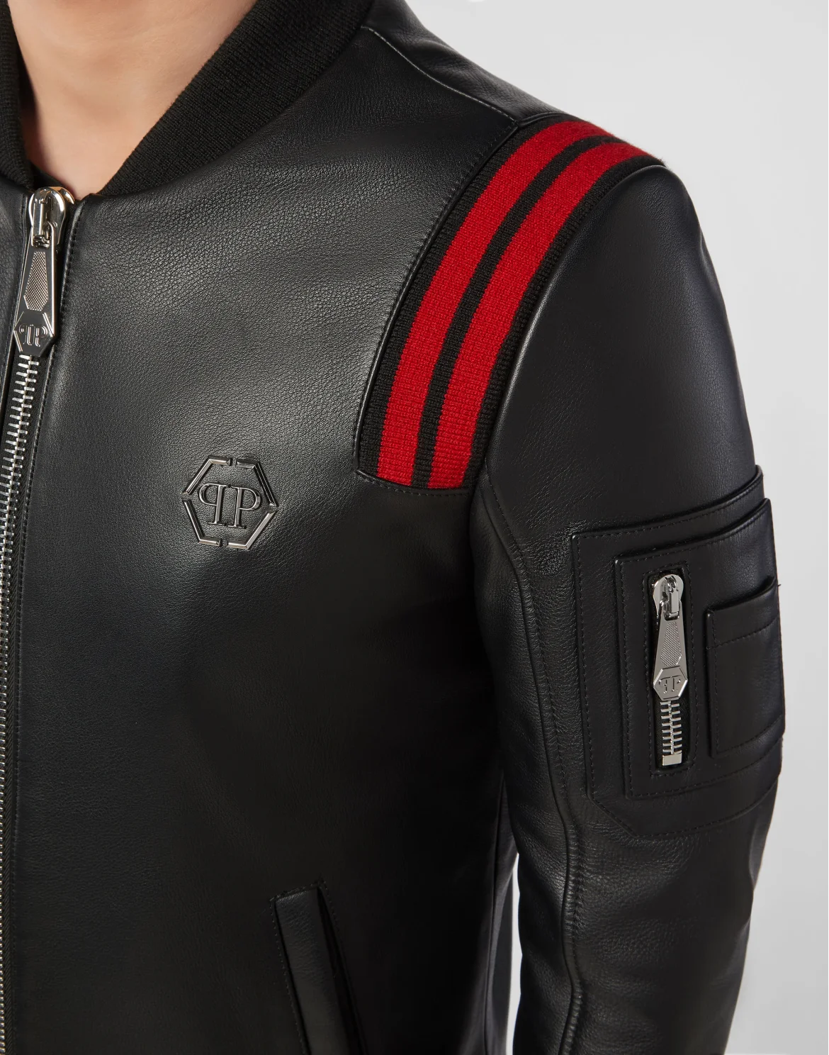Leather Bomber Skull, цвет: Черный