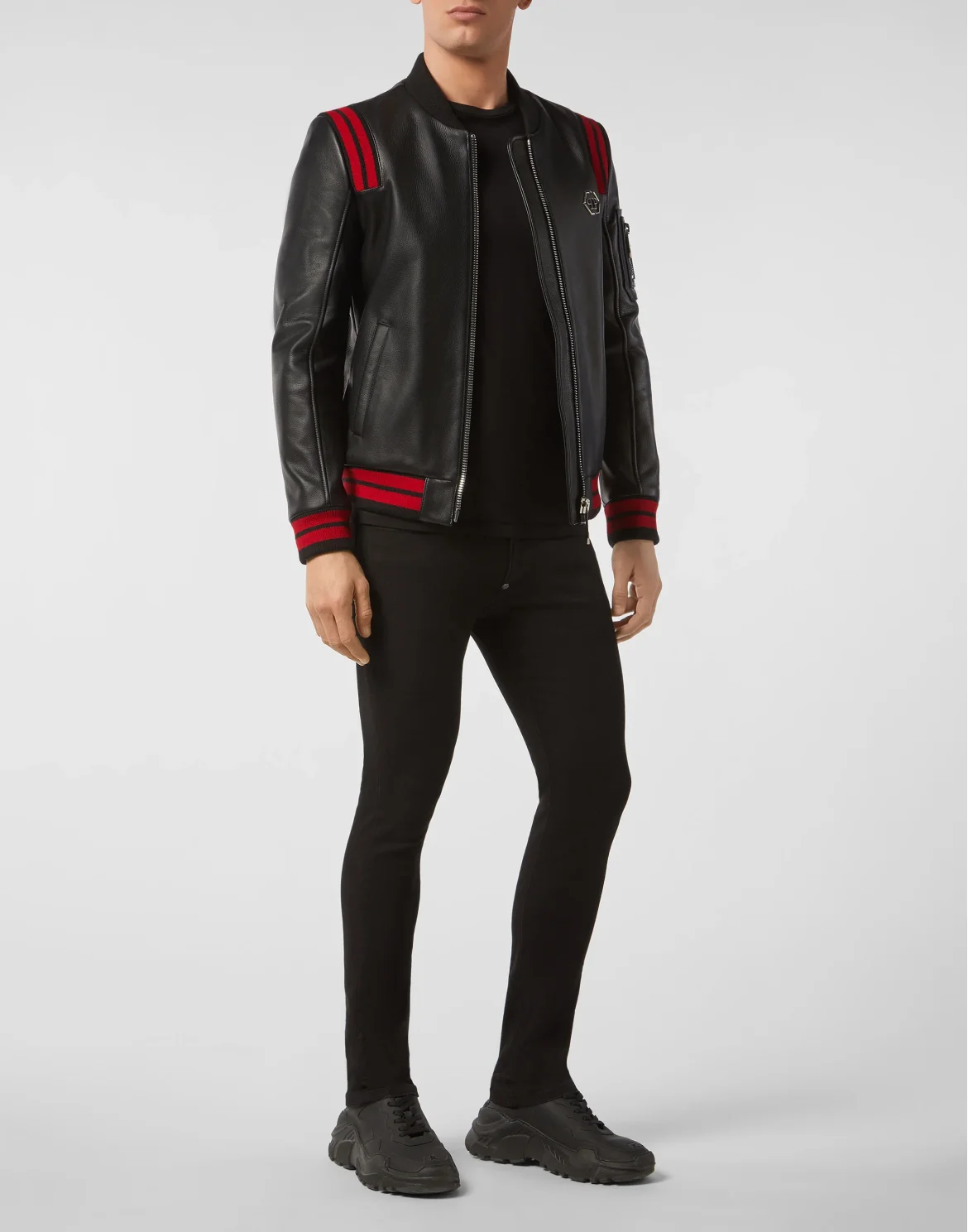 Leather Bomber Skull, цвет: Черный