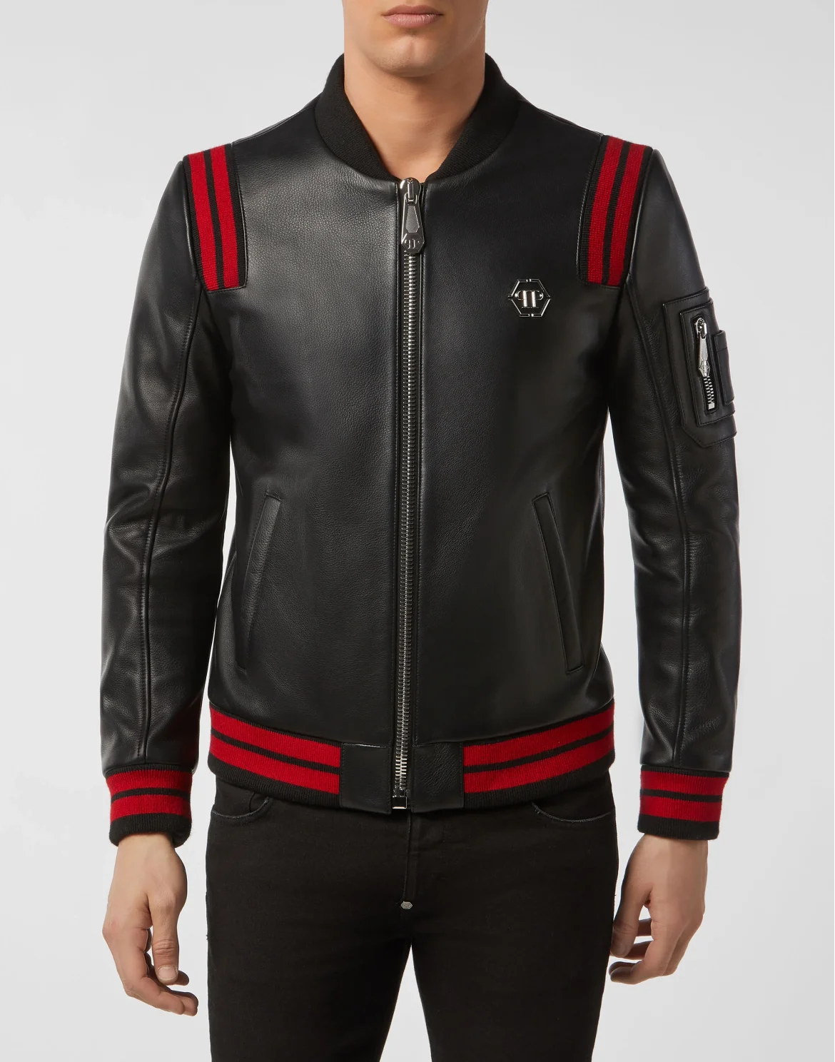 Leather Bomber Skull, цвет: Черный