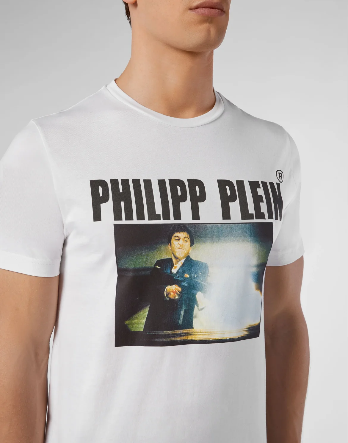T-shirt Platinum Cut Round Neck Scarface, цвет: Белый