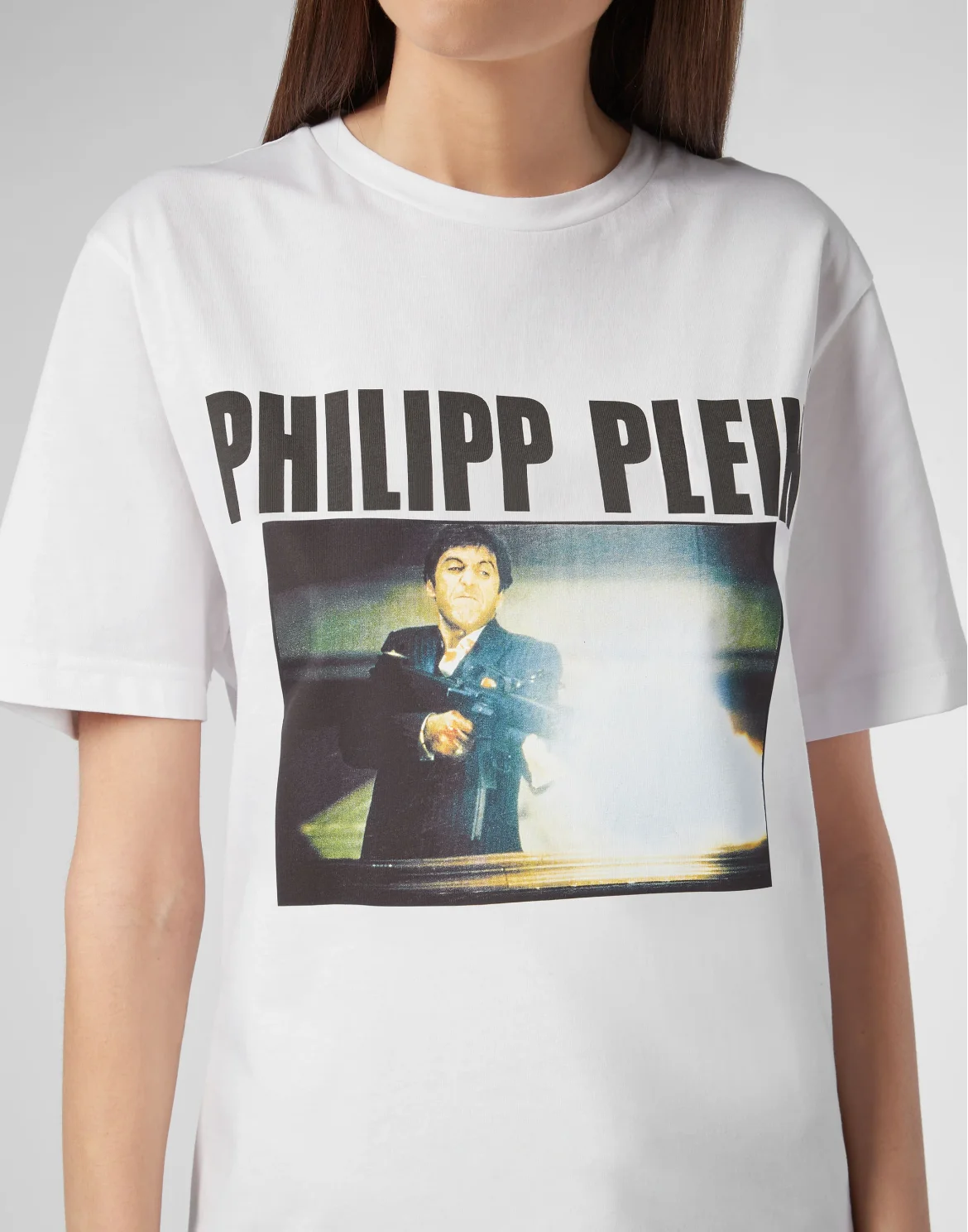 T-shirt Platinum Cut Round Neck Scarface, цвет: Белый