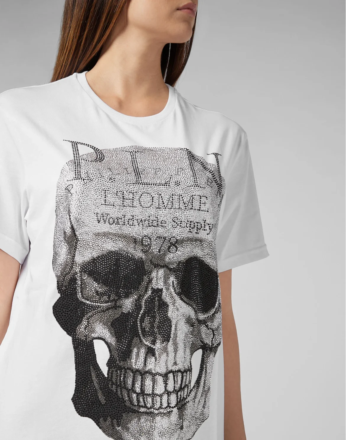 T-shirt Platinum Cut Round Neck Skull, цвет: Белый