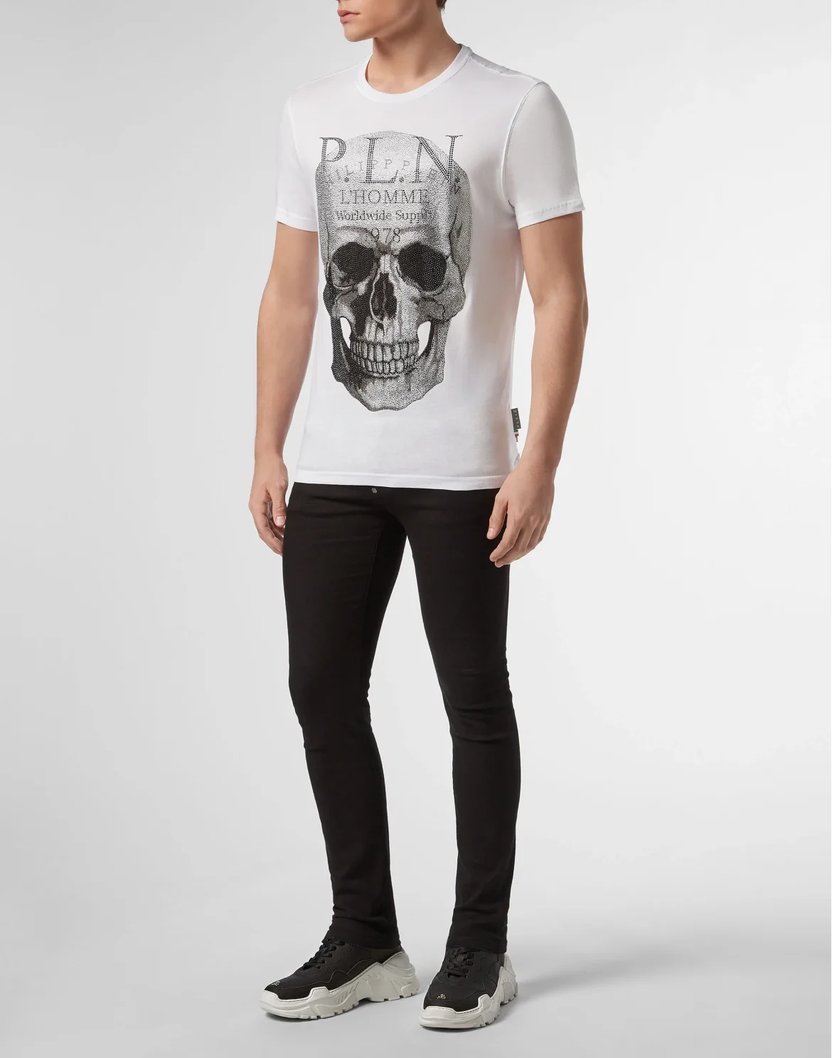 T-shirt Platinum Cut Round Neck Skull, цвет: Белый