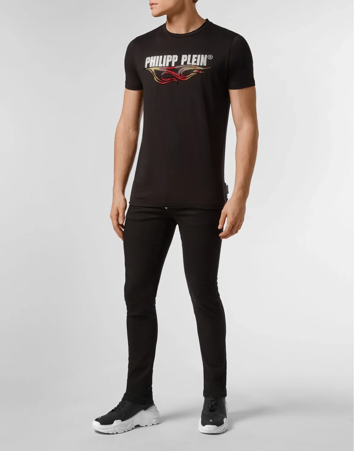 T-shirt Gold Cut Round Neck Flame, цвет: Черный