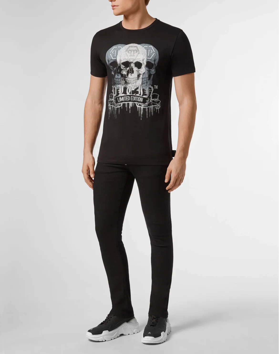 T-shirt Platinum Cut Round Neck Skull, цвет: Черный