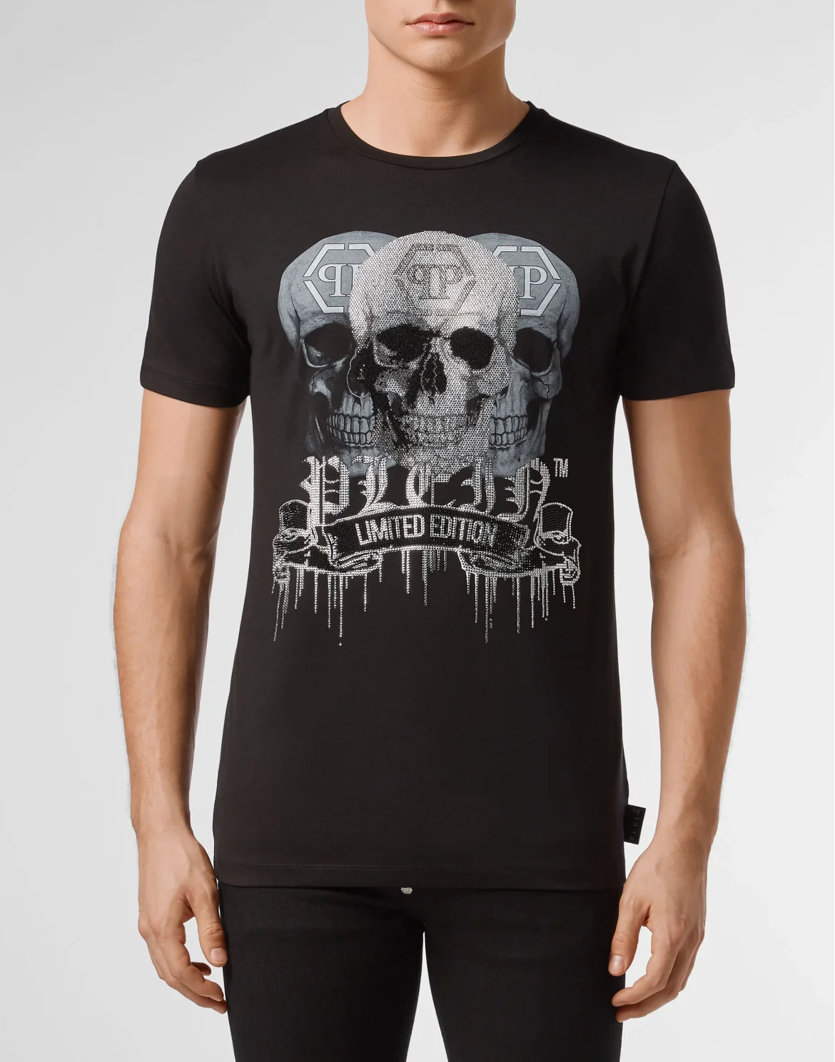 T-shirt Platinum Cut Round Neck Skull, цвет: Черный