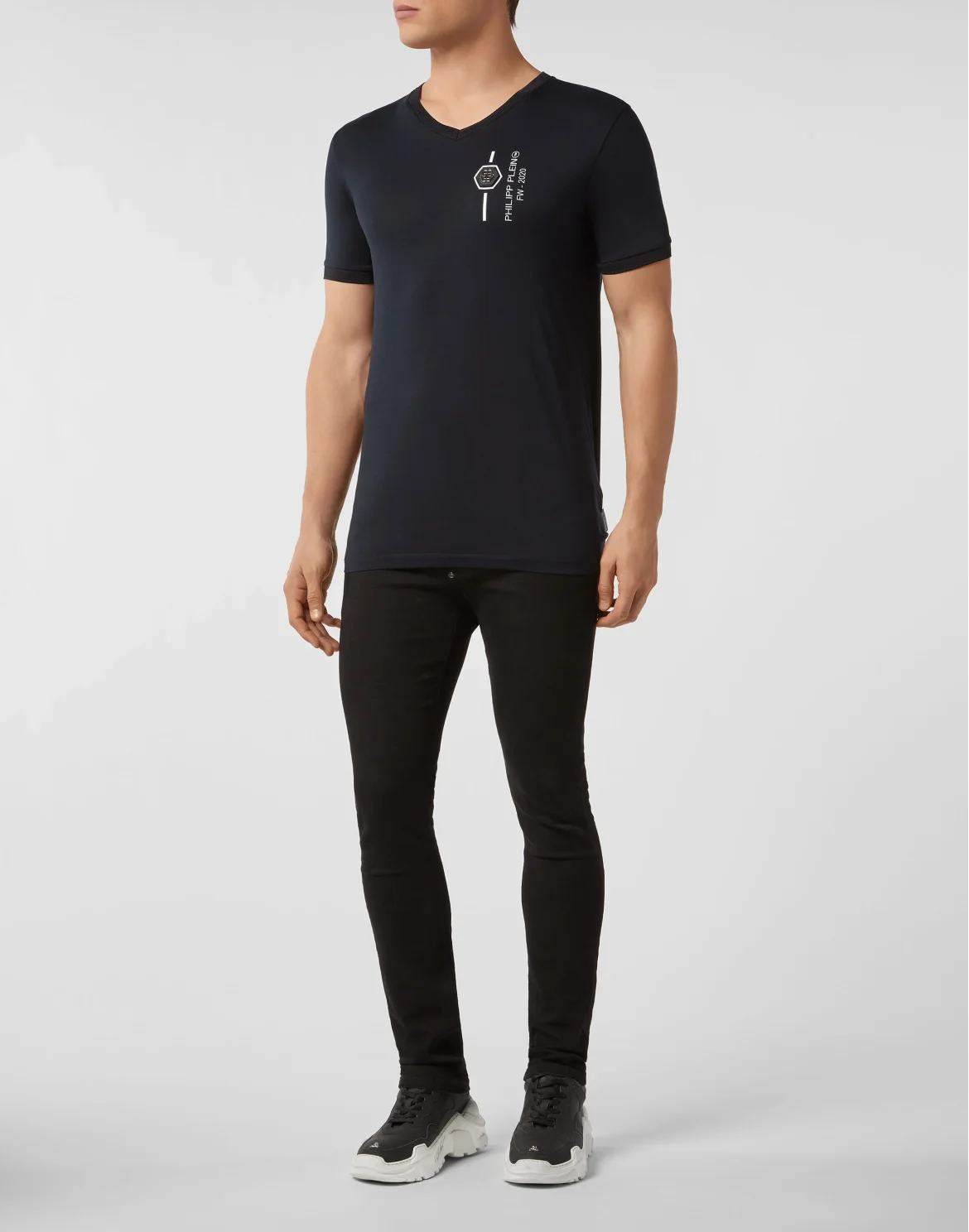 T-shirt Platinum Cut V-Neck Skull, цвет: Синий