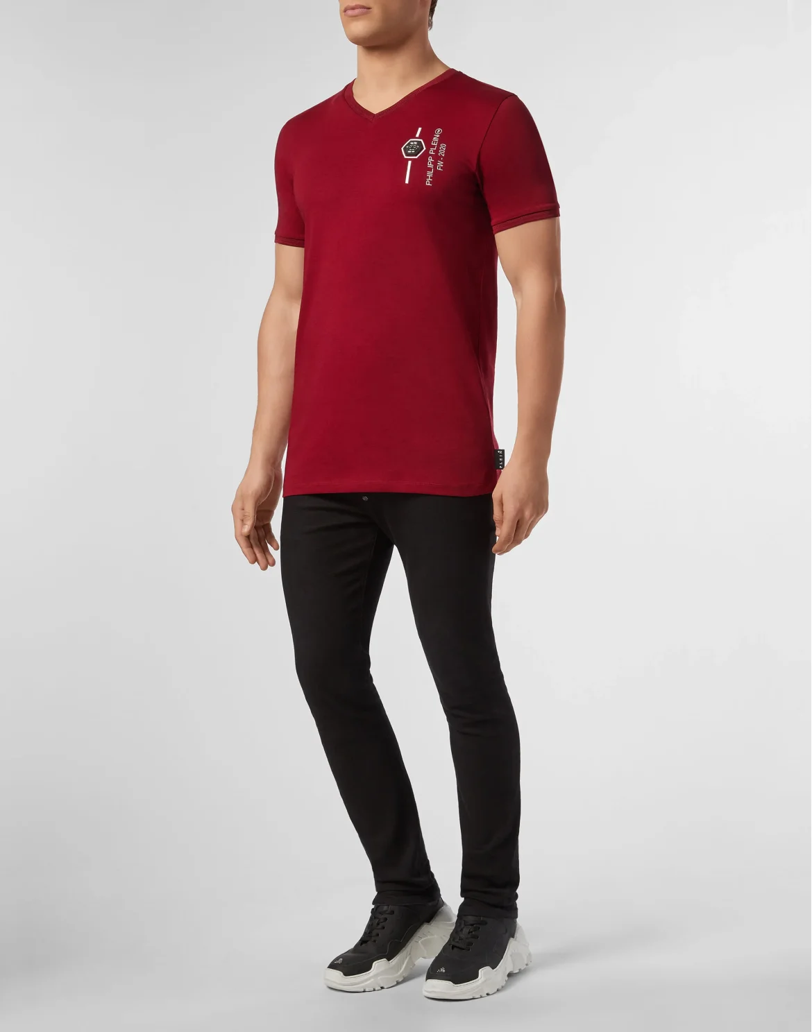 T-shirt Platinum Cut V-Neck Skull, цвет: Красный