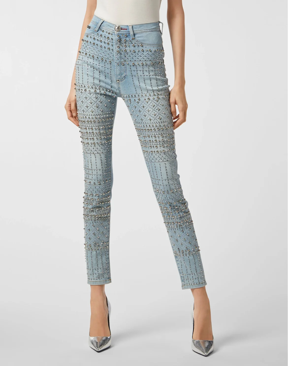 Super High Waist Jegging Gothic Plein, цвет: Голубой