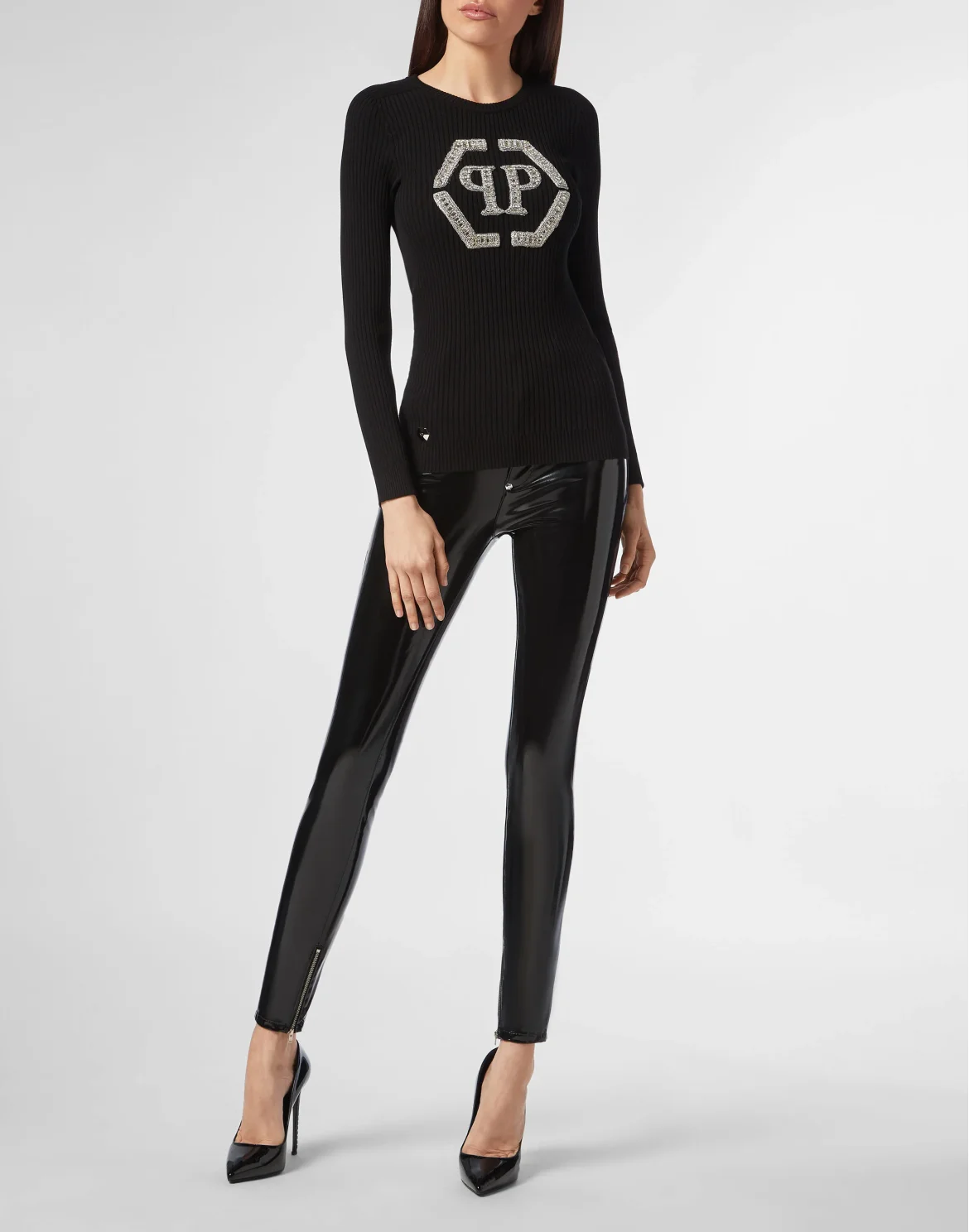 Pullover Round Neck LS Crystal Plein, цвет: Черный