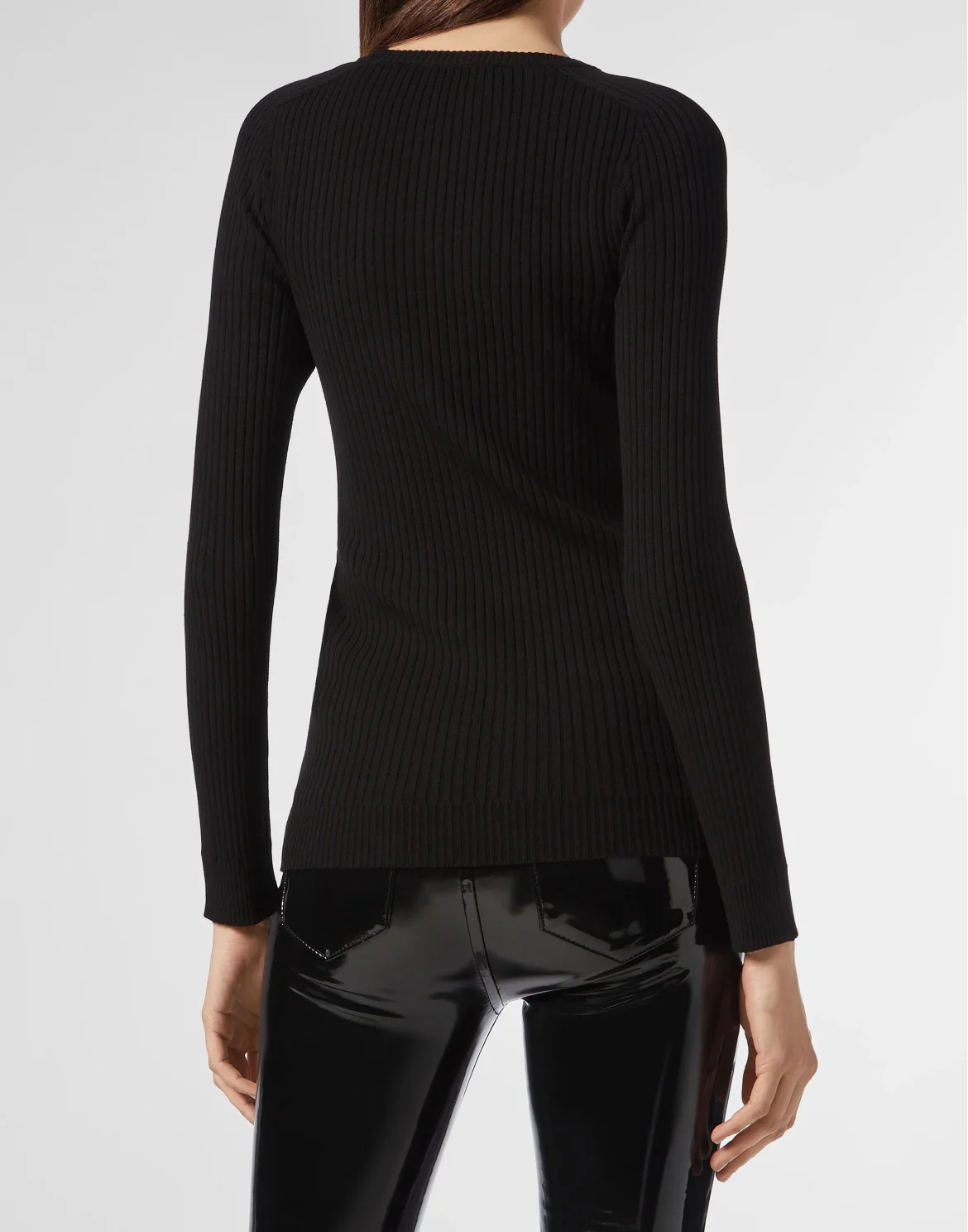 Pullover Round Neck LS Crystal Plein, цвет: Черный